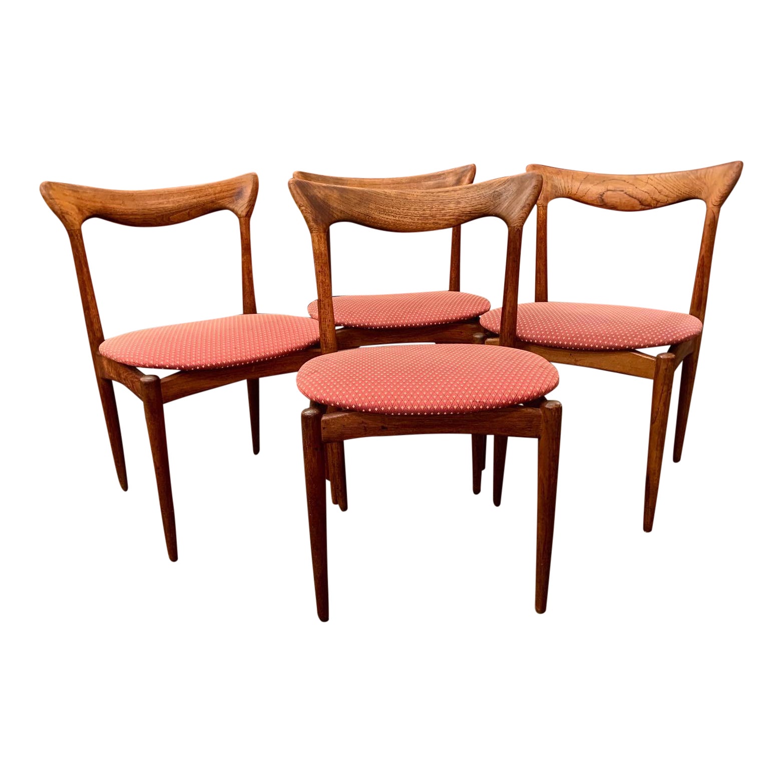 H. W. Klein Sculpted Back Dining Chairs of Walnut- Set of 4 – Mid