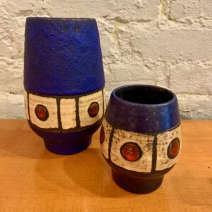 Deep Cobalt and Ruby Vases by Scheurich W. Germany
