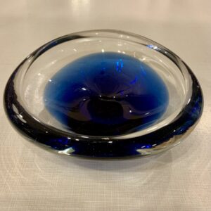 Small Thick Lipped Murano Dish with Blue Bottom
